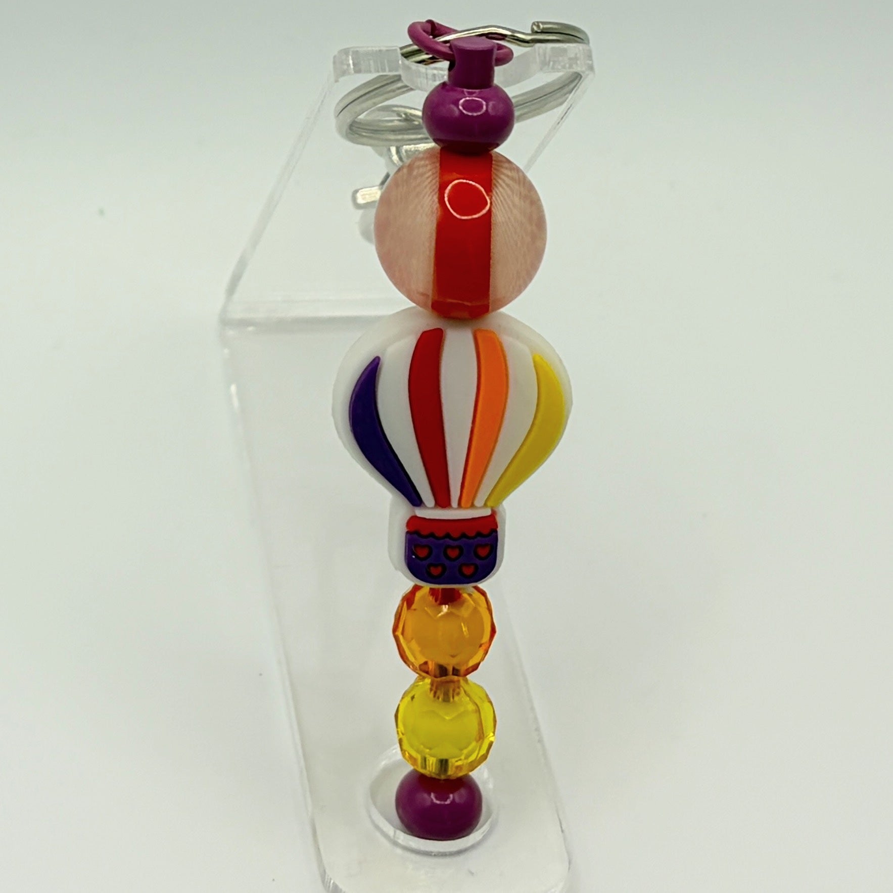 Hot Air Balloon Beaded Keychains – Handmade Cute Key Rings – Colorful Bag Charm – Choose Your Style A B C D