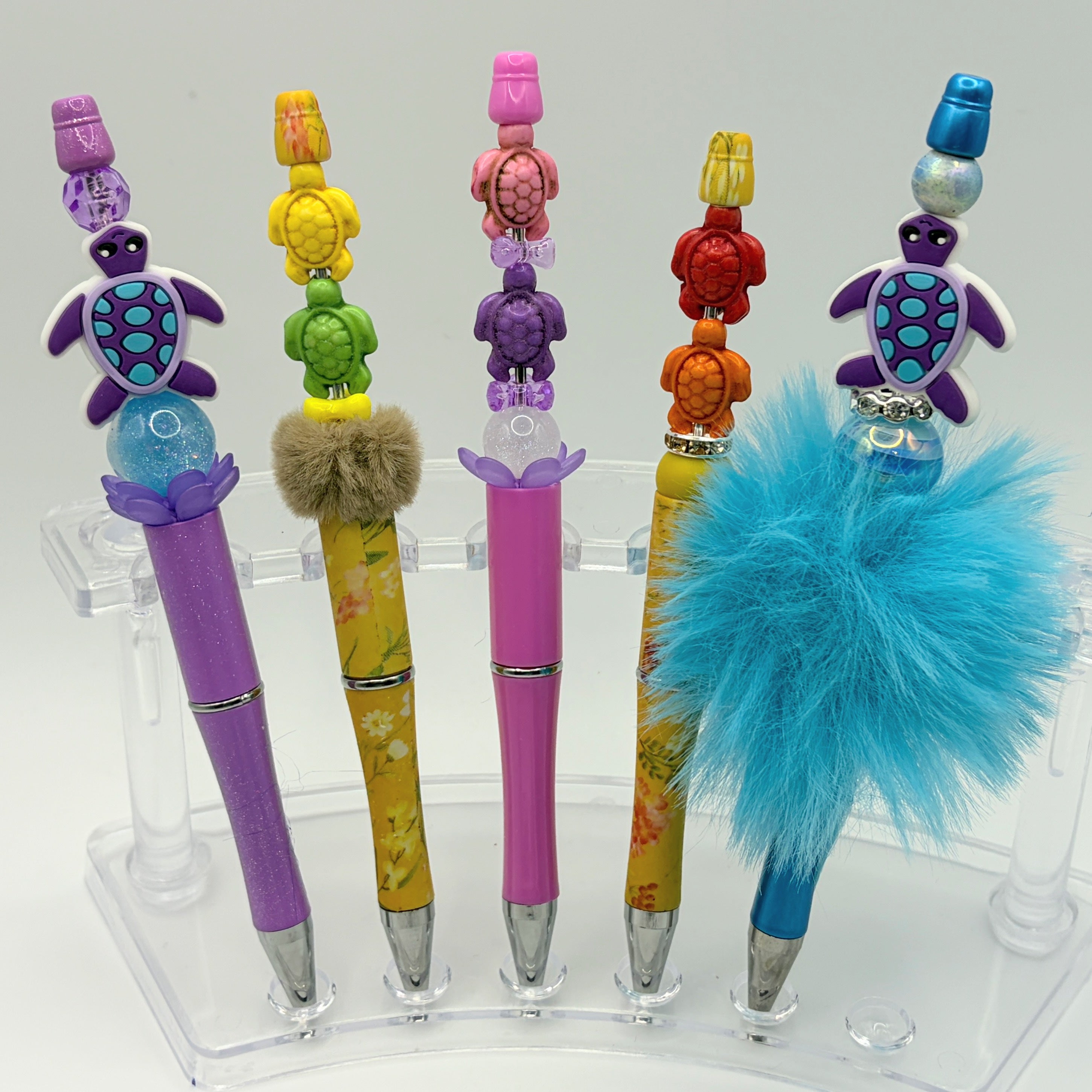Beaded Turtle Pens – Coastal Sea Turtle Bead Pens | Choose Your Style A–F | Handmade Gift Pens