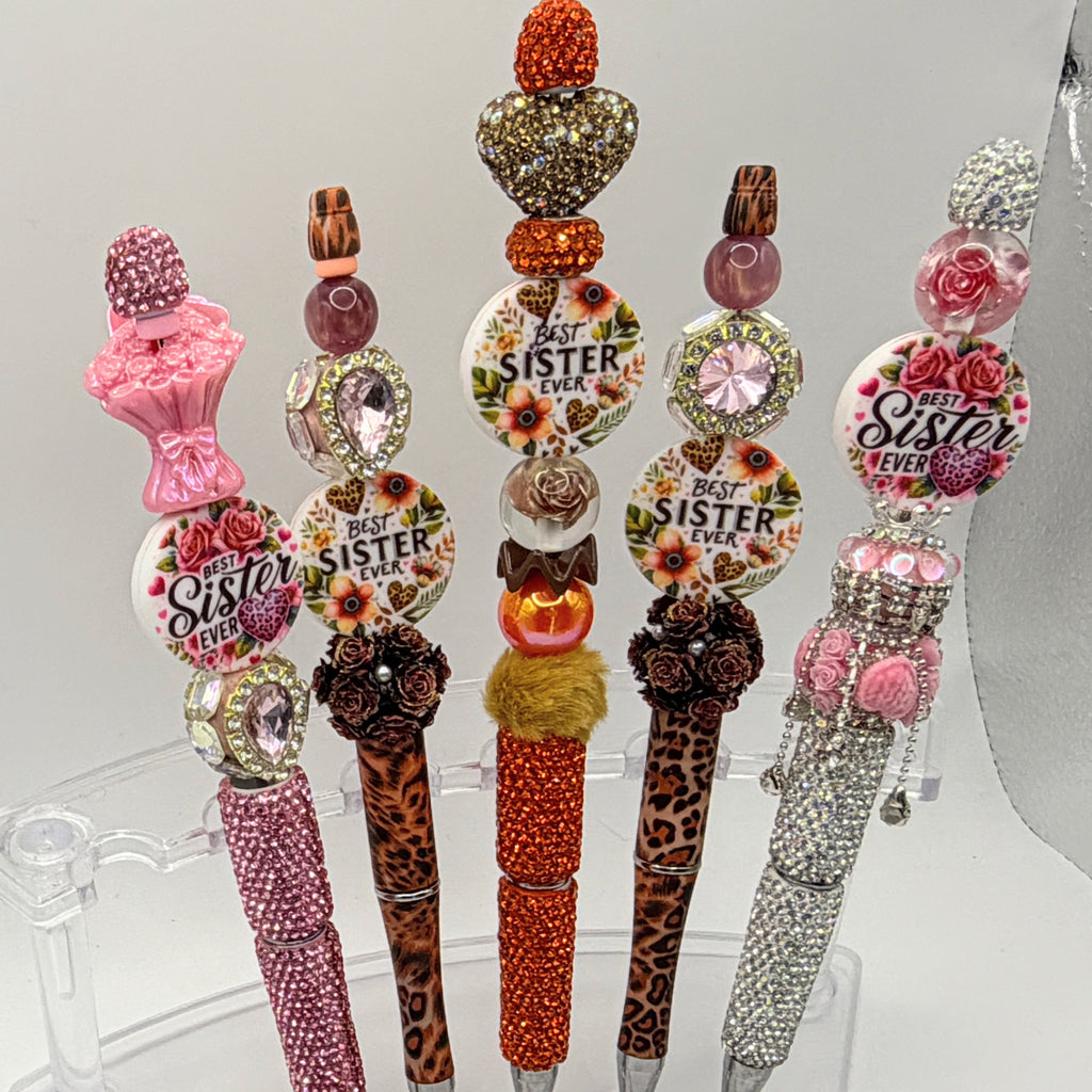Auntie & Sister Beaded Pens – Choose Your Style A–H | Handmade Gifts for Auntie & Sister | Cute Gift Pens