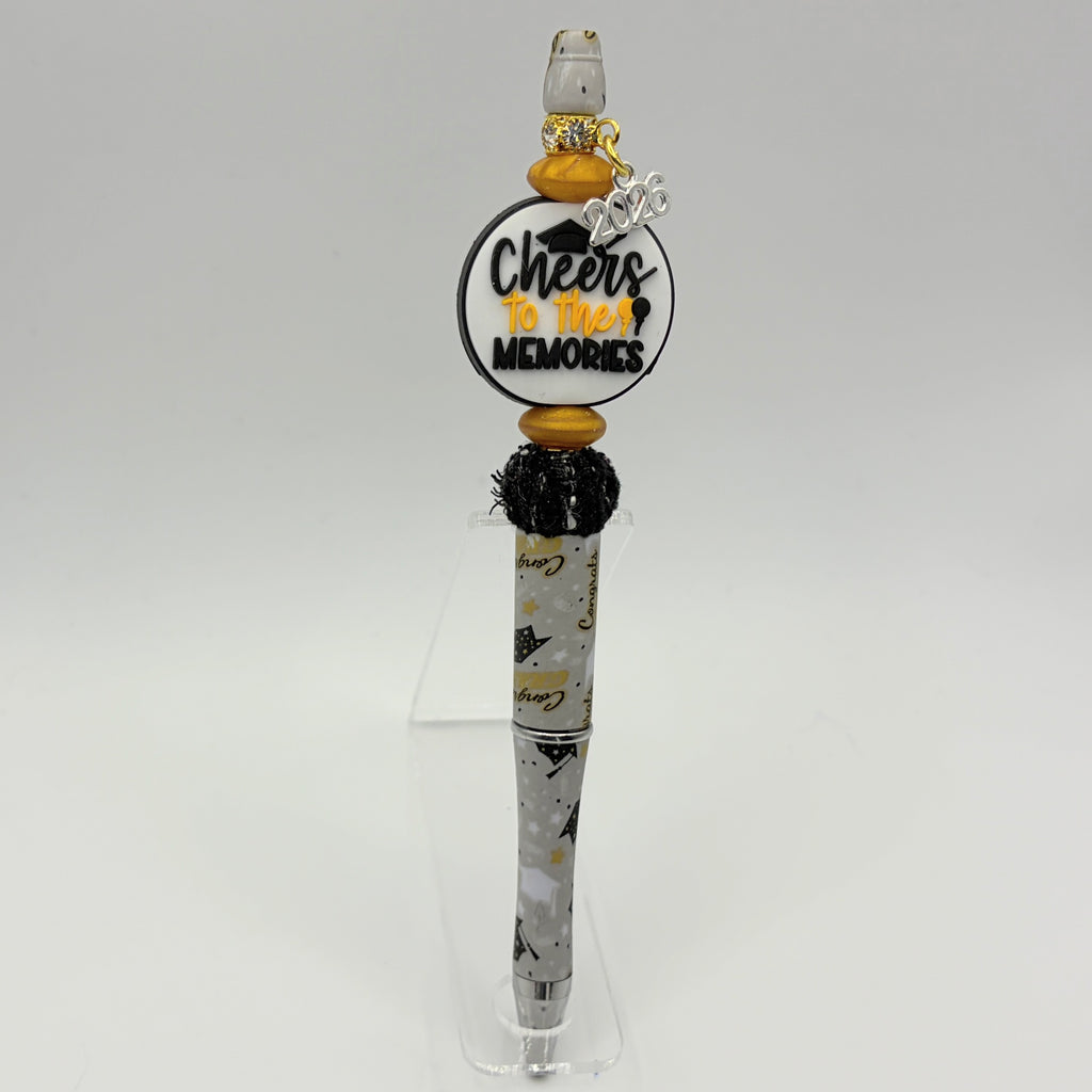 2026 Graduation Beaded Pens – Faux Fur Puff Pens – Choose Your Style A–E – Senior Gift Pens – Graduation Keepsake