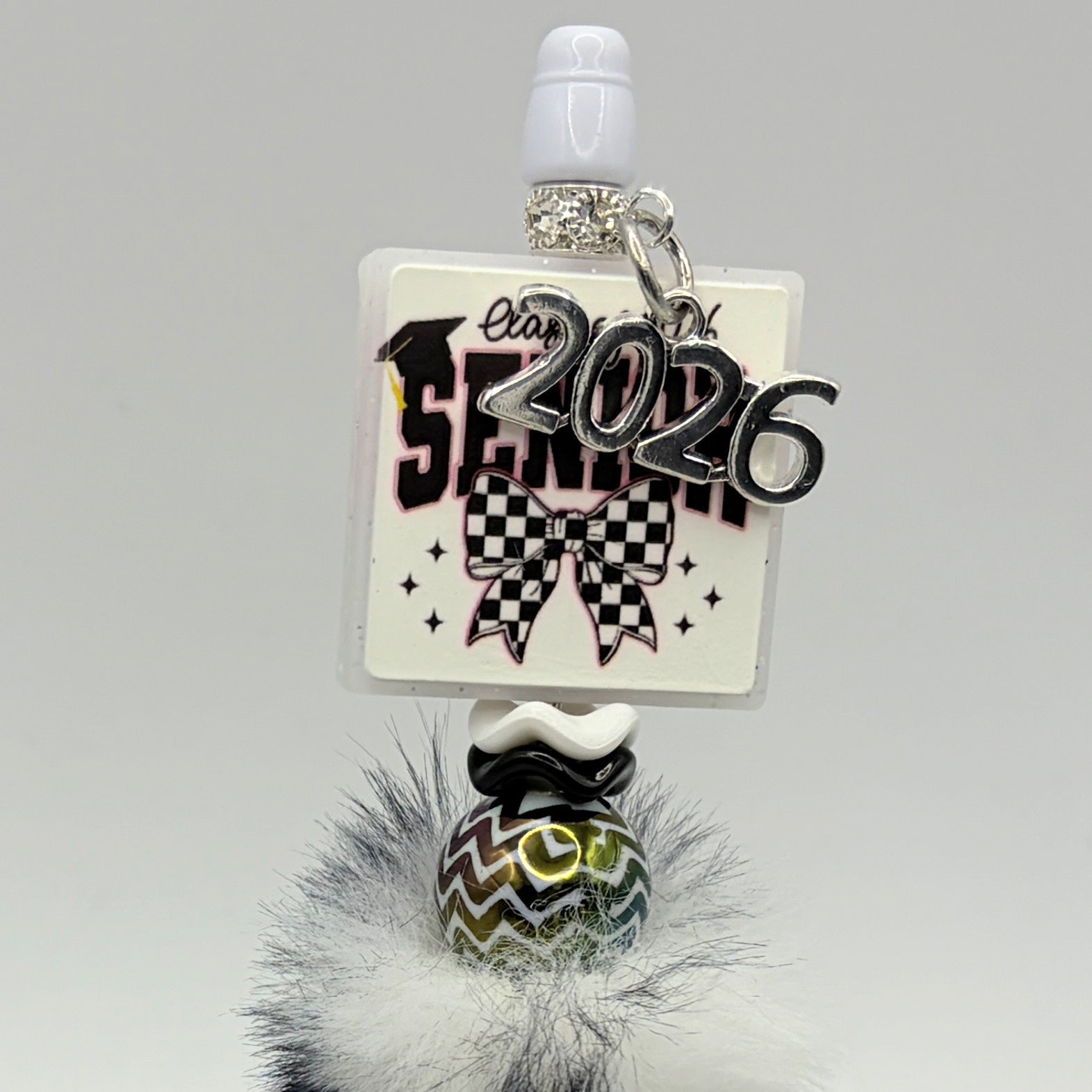 2026 Graduation Beaded Pens – Faux Fur Puff Pens – Choose Your Style A–E – Senior Gift Pens – Graduation Keepsake