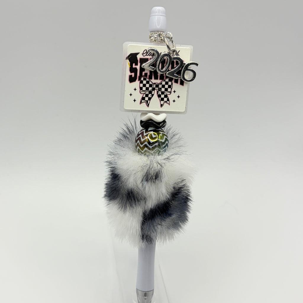 2026 Graduation Beaded Pens – Faux Fur Puff Pens – Choose Your Style A–E – Senior Gift Pens – Graduation Keepsake