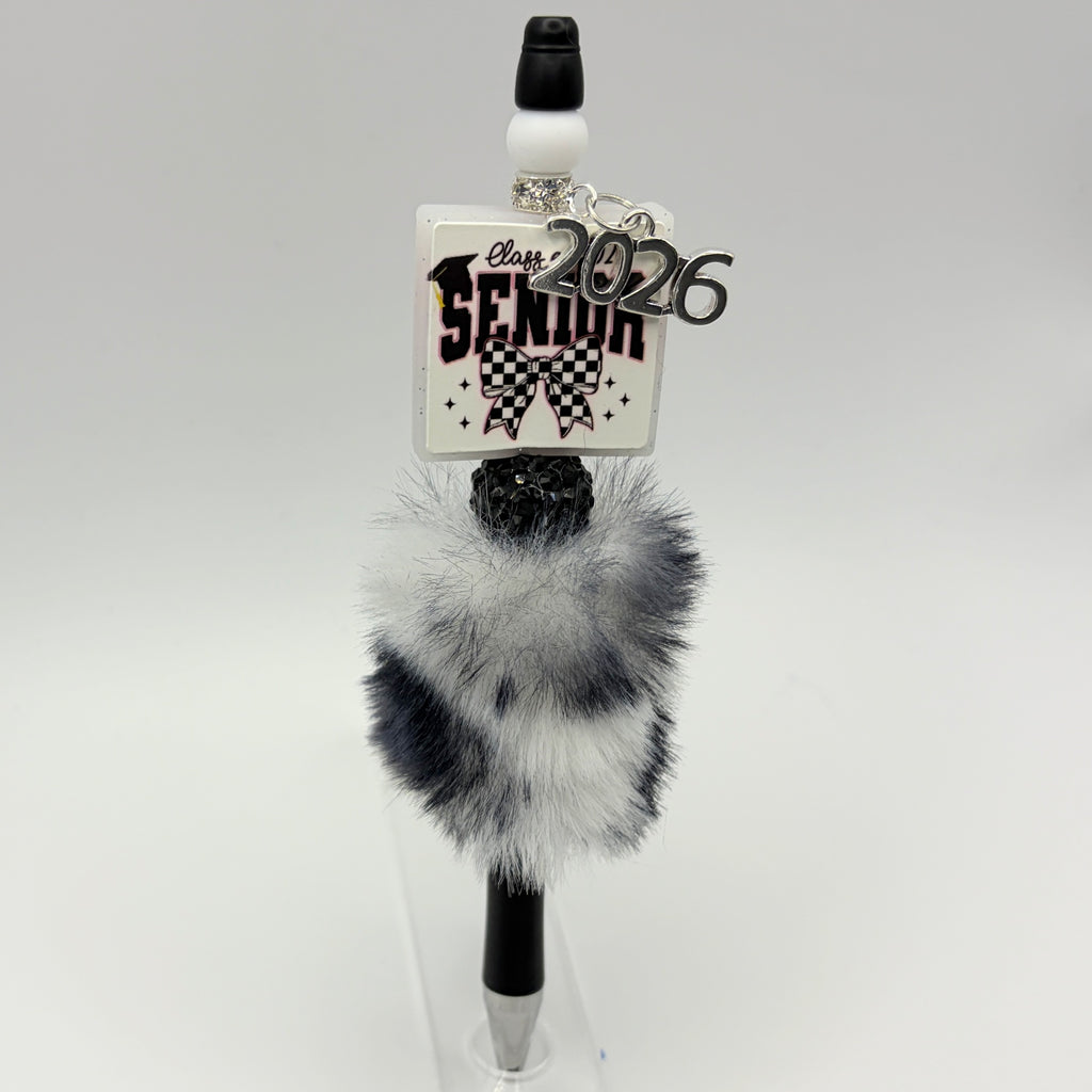 2026 Graduation Beaded Pens – Faux Fur Puff Pens – Choose Your Style A–E – Senior Gift Pens – Graduation Keepsake