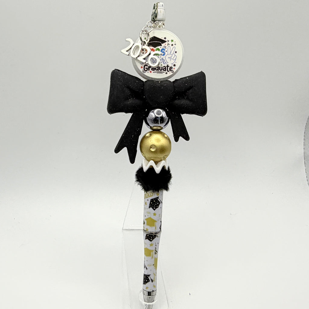 Class of 2026 Graduation Beaded Pens – Bow Graduation Pens – Handmade Senior & Kindergarten Graduation Gifts – Choose Your Style A–H