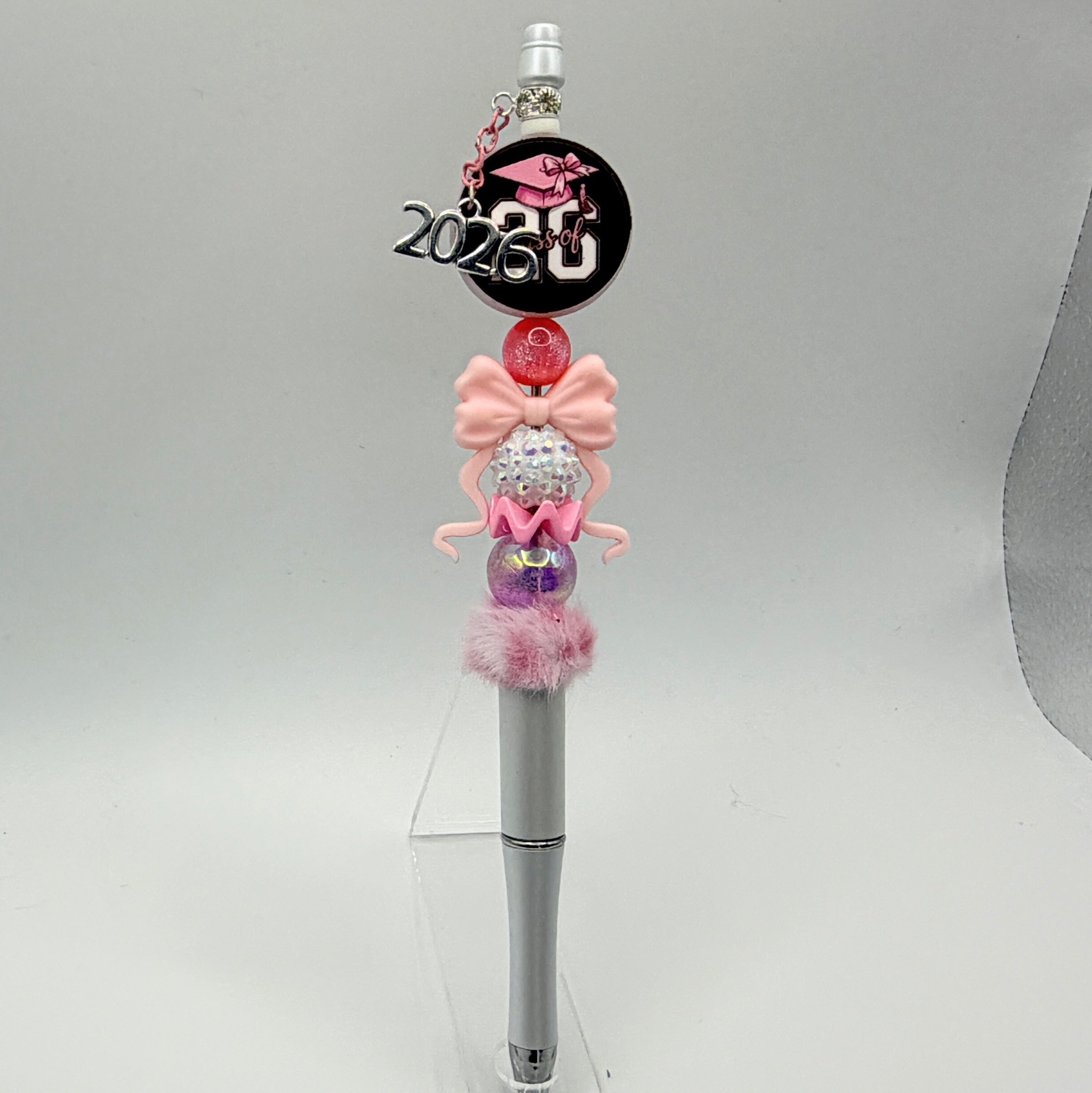 Class of 2026 Graduation Beaded Pens – Pink & Black Senior Pens – Choose Your Style A–E – Handmade Graduation Gifts