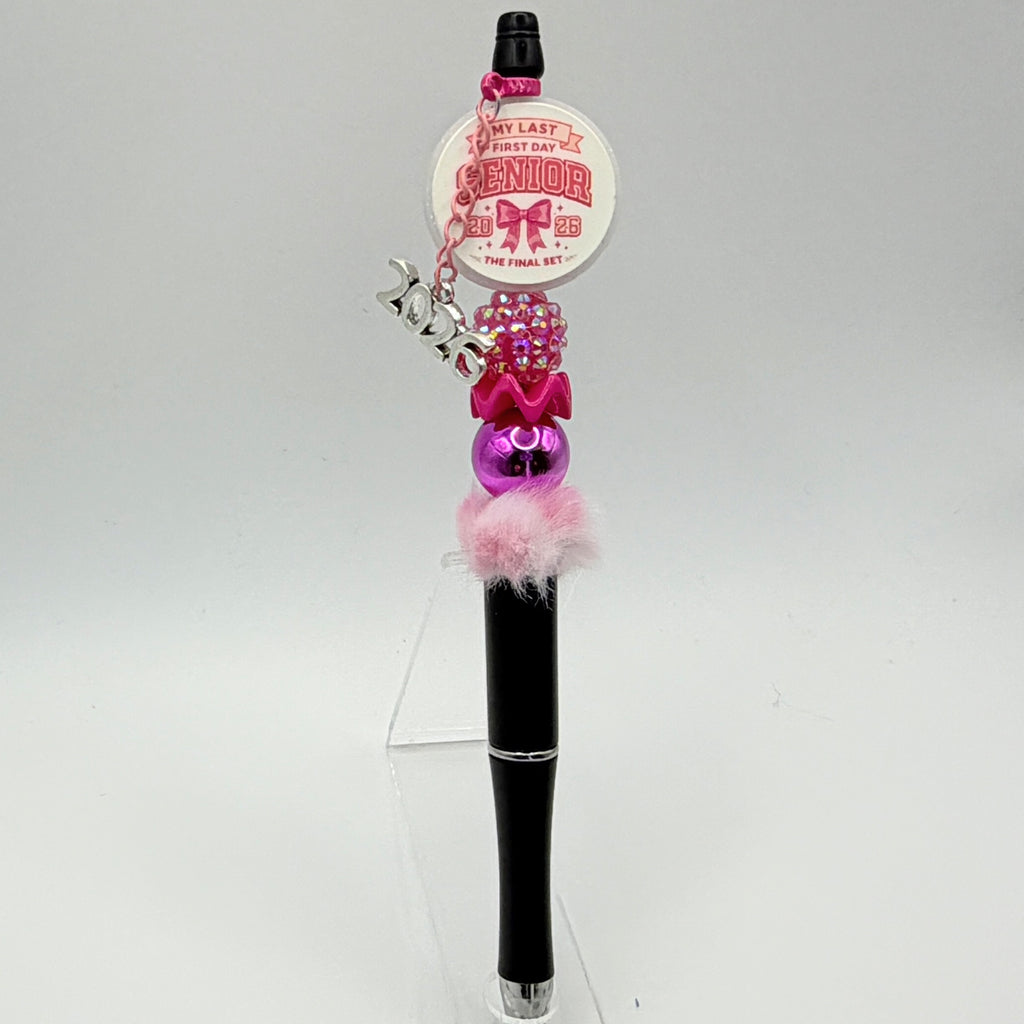 Class of 2026 Graduation Beaded Pens – Pink & Black Senior Pens – Choose Your Style A–E – Handmade Graduation Gifts