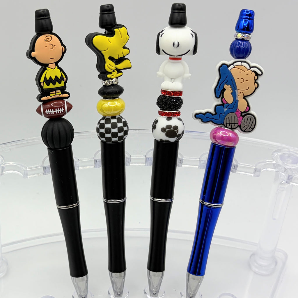 Dad Life Peanuts Character Beaded Pen Collection – Charlie Brown, Woodstock, Snoopy & Sally