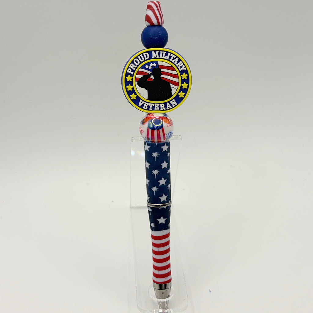Military & Veteran Patriotic Beaded Pen Collection – Handmade Gift for Service Members