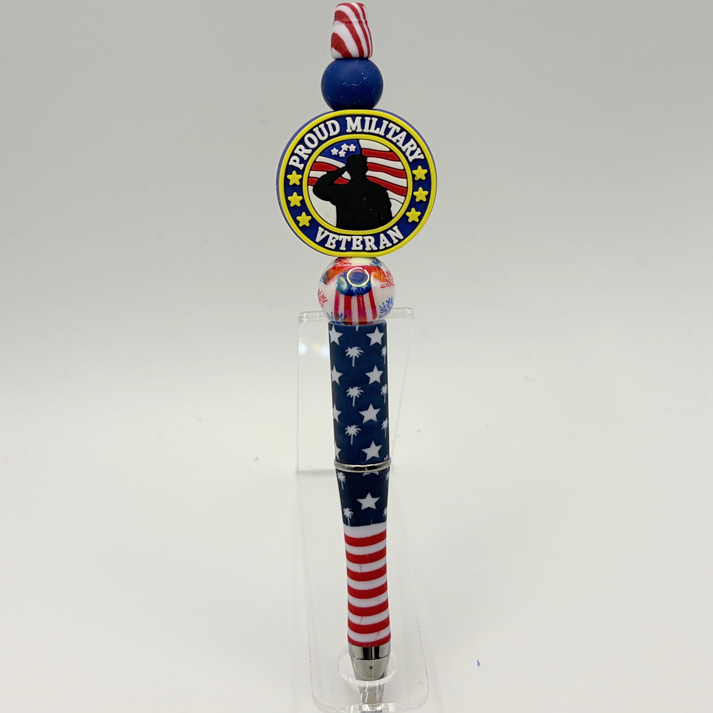 Military & Veteran Patriotic Beaded Pen Collection – Handmade Gift for Service Members
