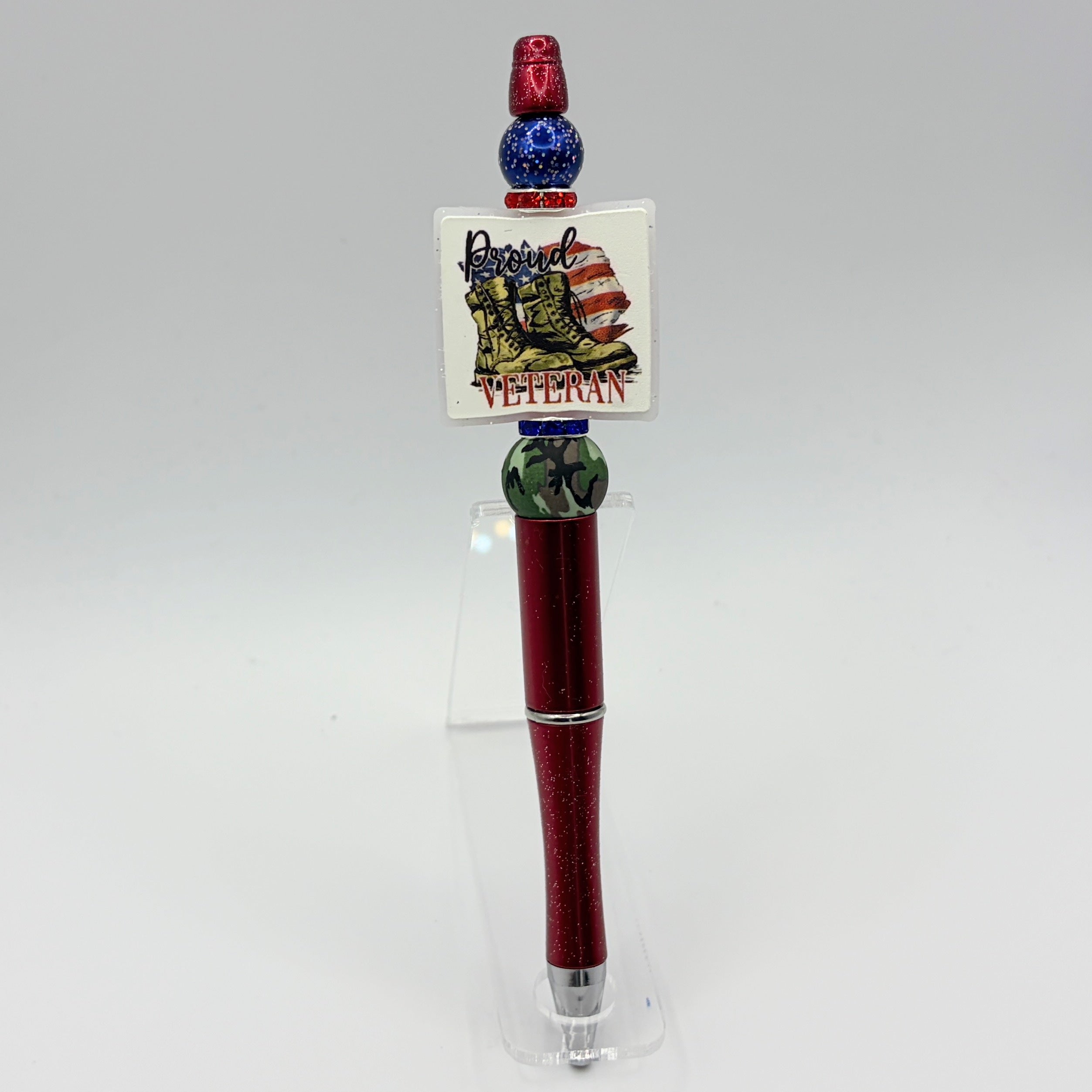 Military & Veteran Patriotic Beaded Pen Collection – Handmade Gift for Service Members