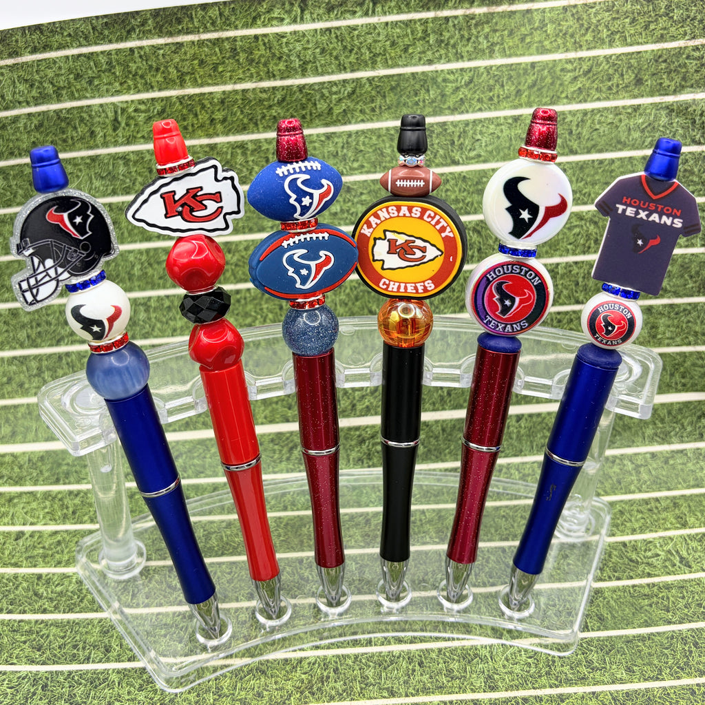 Football Fan Beaded Pen Collection – Houston Texans & Kansas City Chiefs Inspired Pens