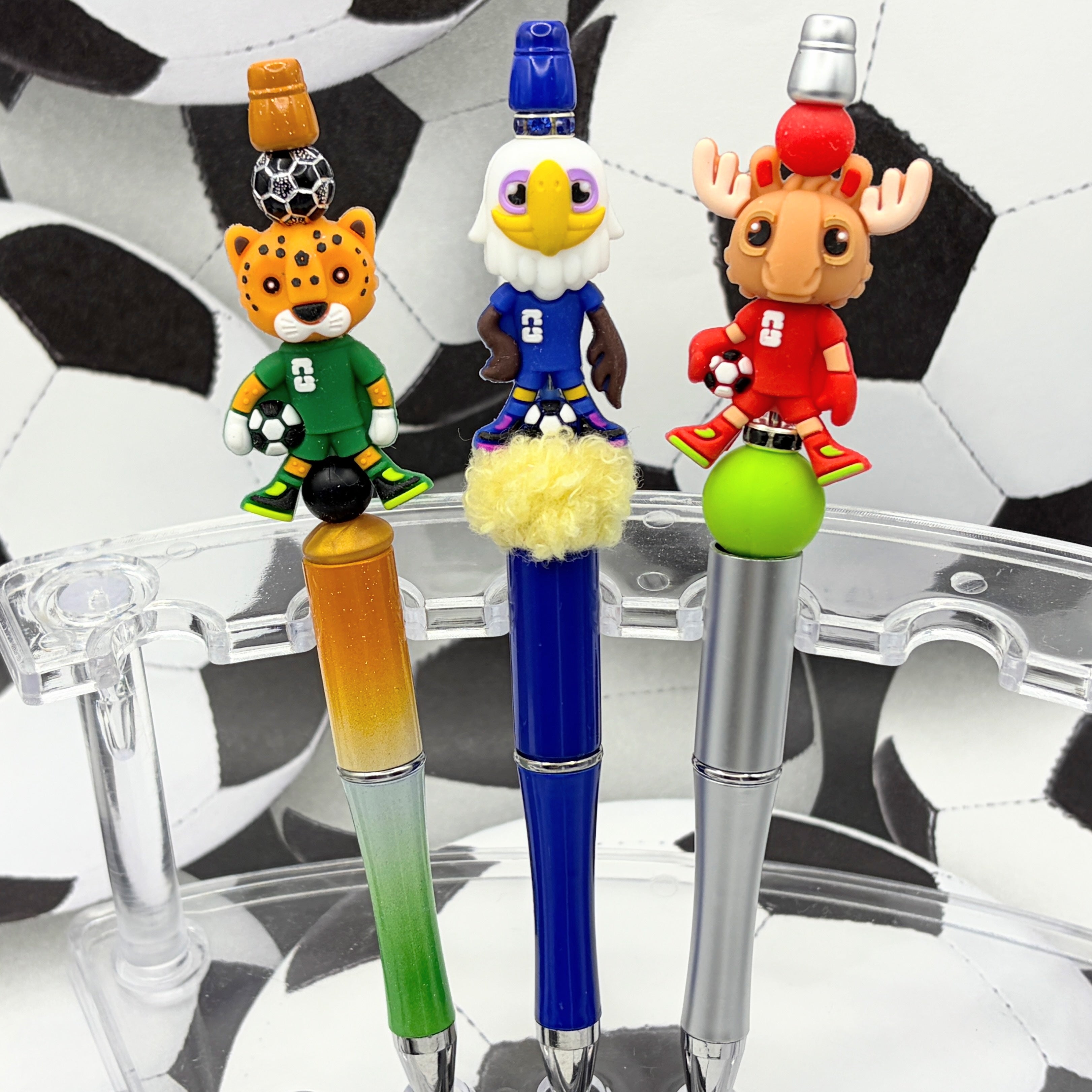 Soccer Mascot Beaded Pen Collection – Choose Your Style A-C