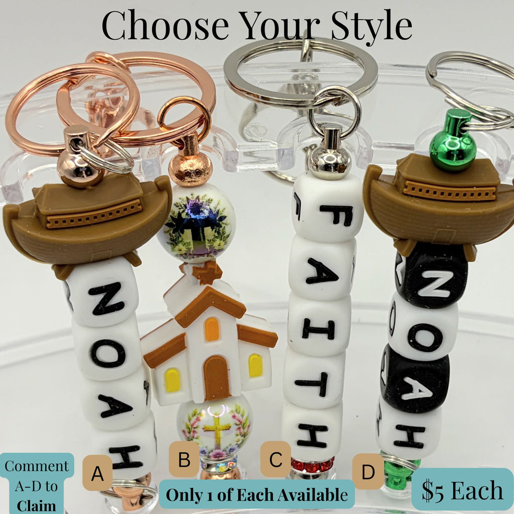 Faith-Inspired Noah’s Ark Beaded Keychains – Christian Keychains | Choose Your Style A–D | Handmade Gift