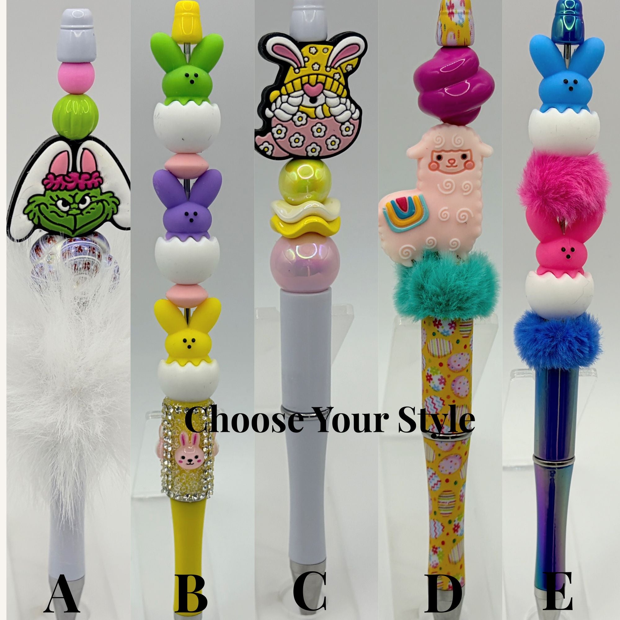 Easter Bunny Beaded Pens | Cute Spring Pens with Pom Pom & Chick Designs | Handmade Gift Pens | Easter Basket Fillers | Choose Style A–E