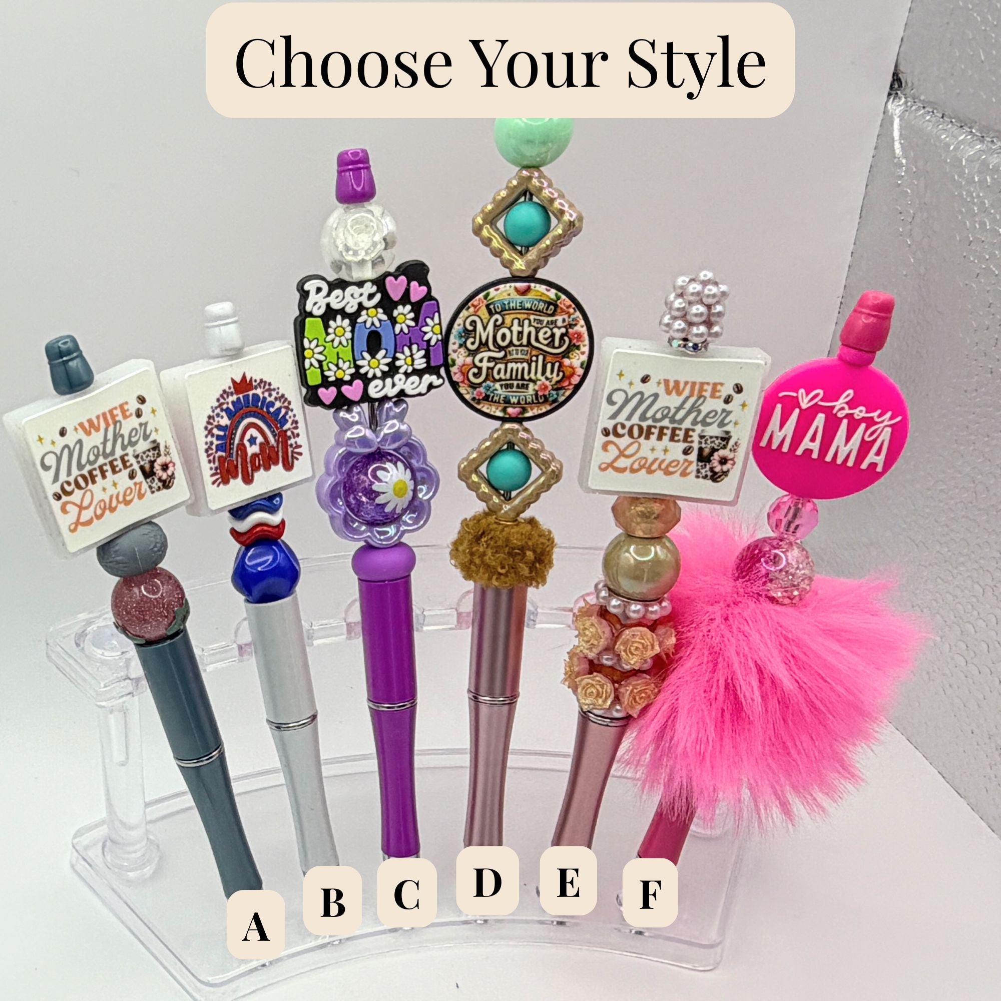 Mom & Mama Beaded Pens – Choose Your Style A–J | Handmade Mother’s Day Gift Pens | Cute Gifts for Mom