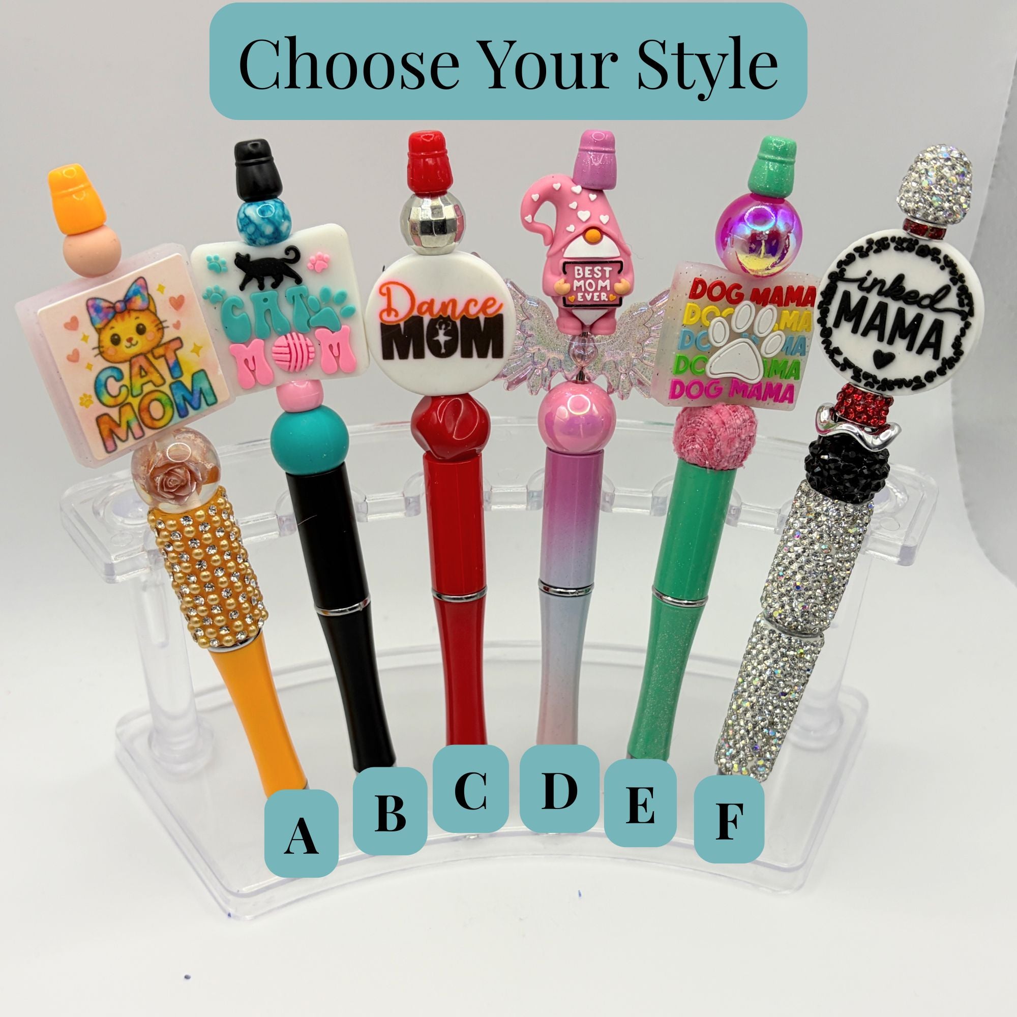 Mom Collection Beaded Pens – Cat Mom, Dog Mom, Dance Mom & More | Choose Your Style A–F