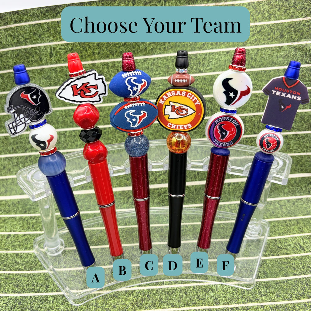 Football Fan Beaded Pen Collection – Houston Texans & Kansas City Chiefs Inspired Pens