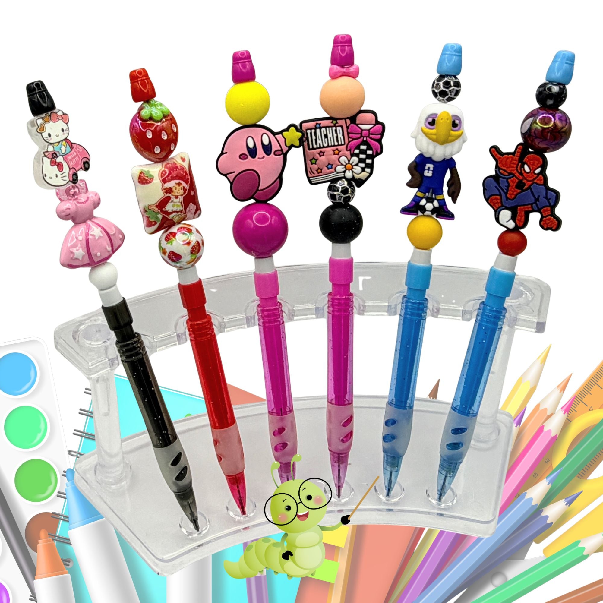 Kids Character Beaded Pencils | Choose Your Style A–E