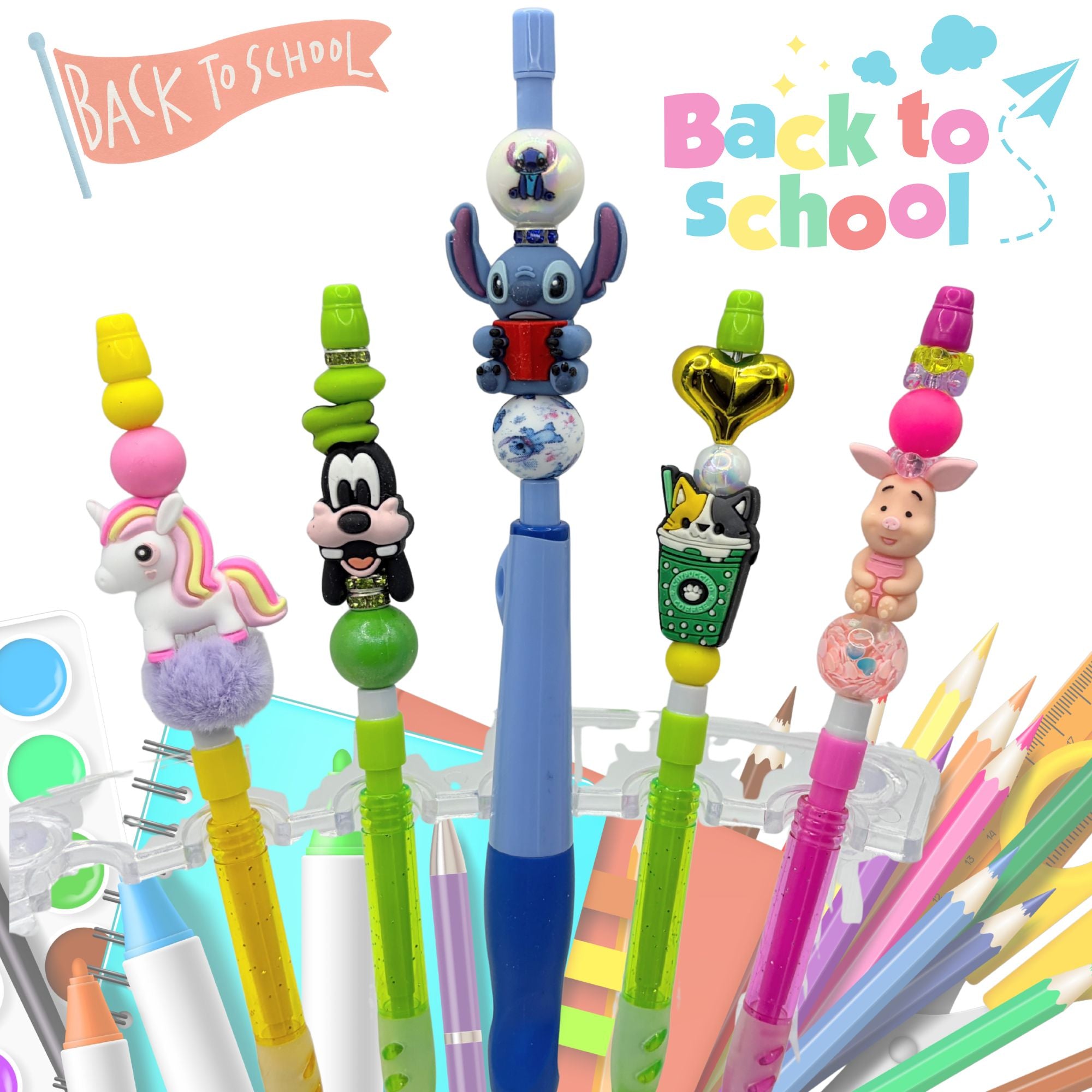 Kids Character Beaded Pencils | Choose Your Style A–E