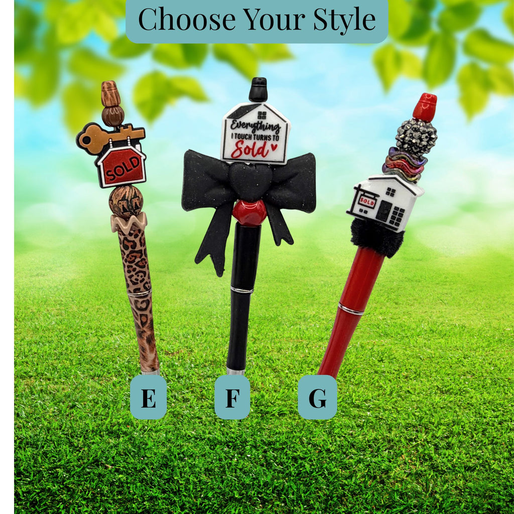 Realtor Beaded Pen Collection – Real Estate Agent Gift, Closing Gift, Office Pen, Choose Your Style A–G