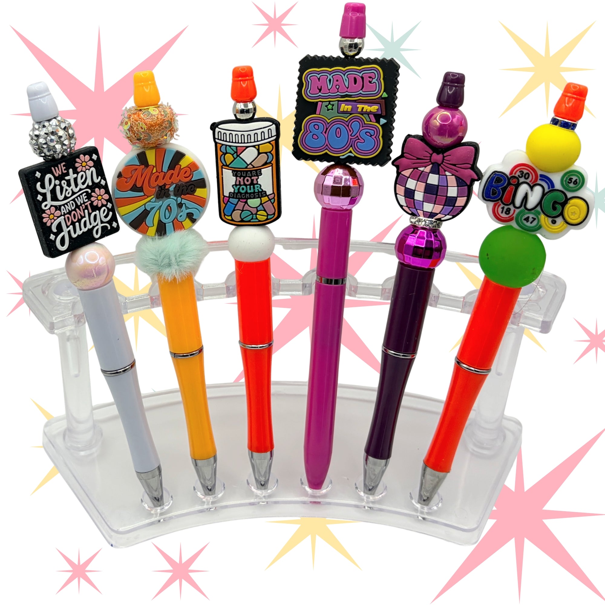 Retro Vibes Beaded Pen Collection | 70s & 80s Inspired Pens