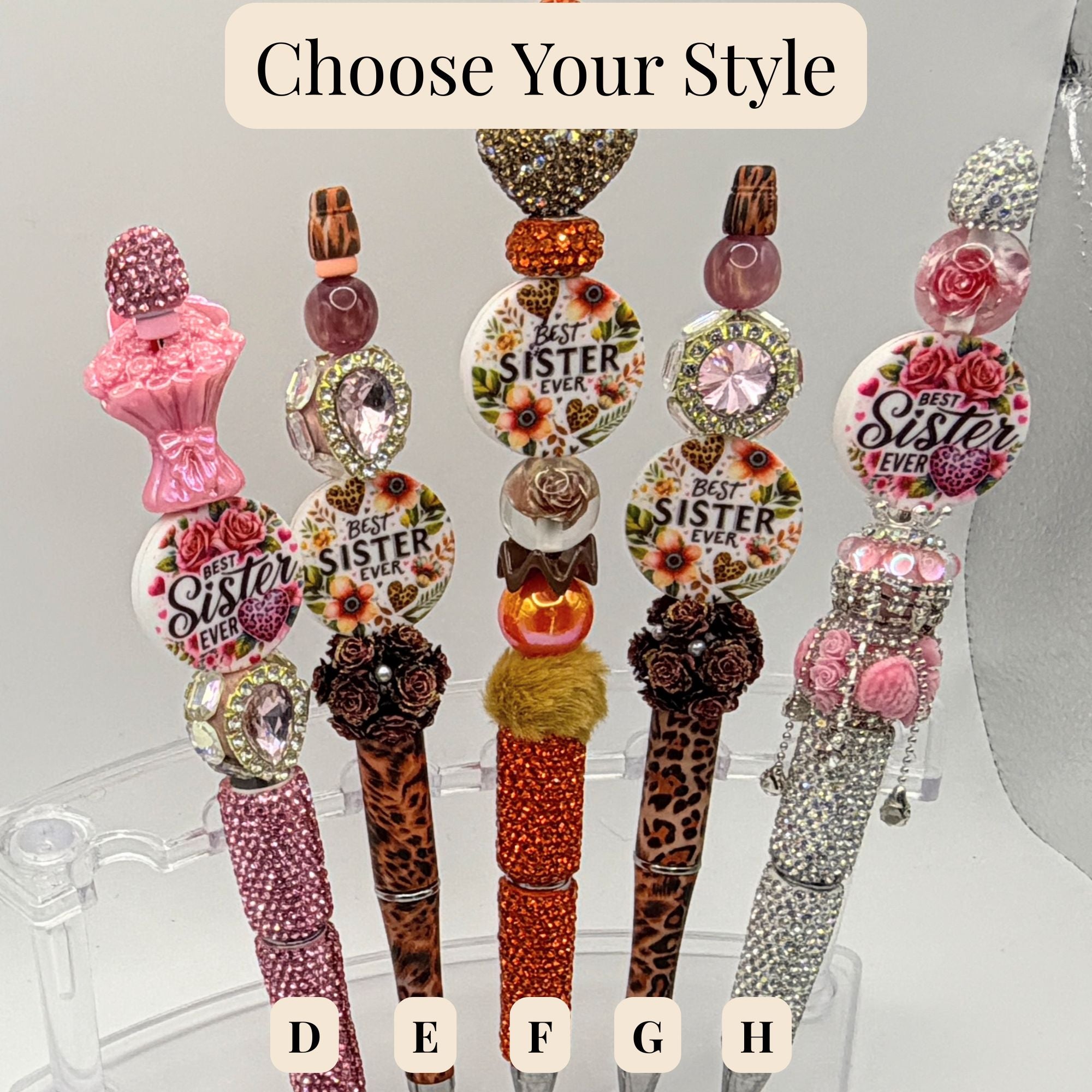 Auntie & Sister Beaded Pens – Choose Your Style A–H | Handmade Gifts for Auntie & Sister | Cute Gift Pens
