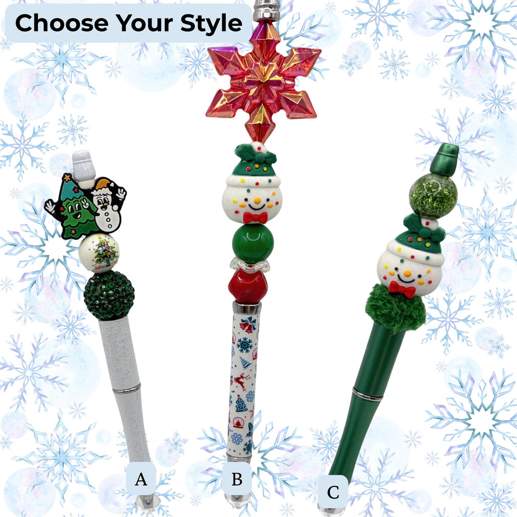 Festive Snowman Christmas Beaded Pens | Choose Your Style