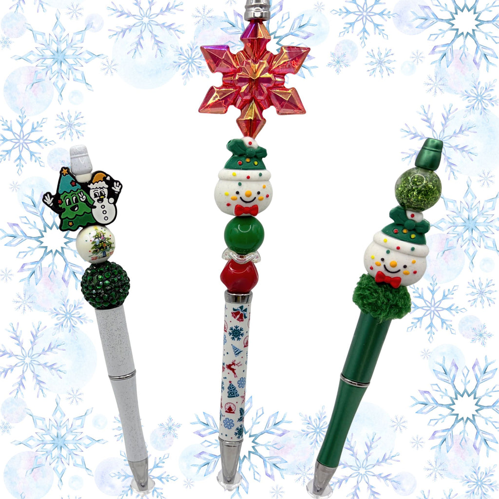 Festive Snowman Christmas Beaded Pens | Choose Your Style