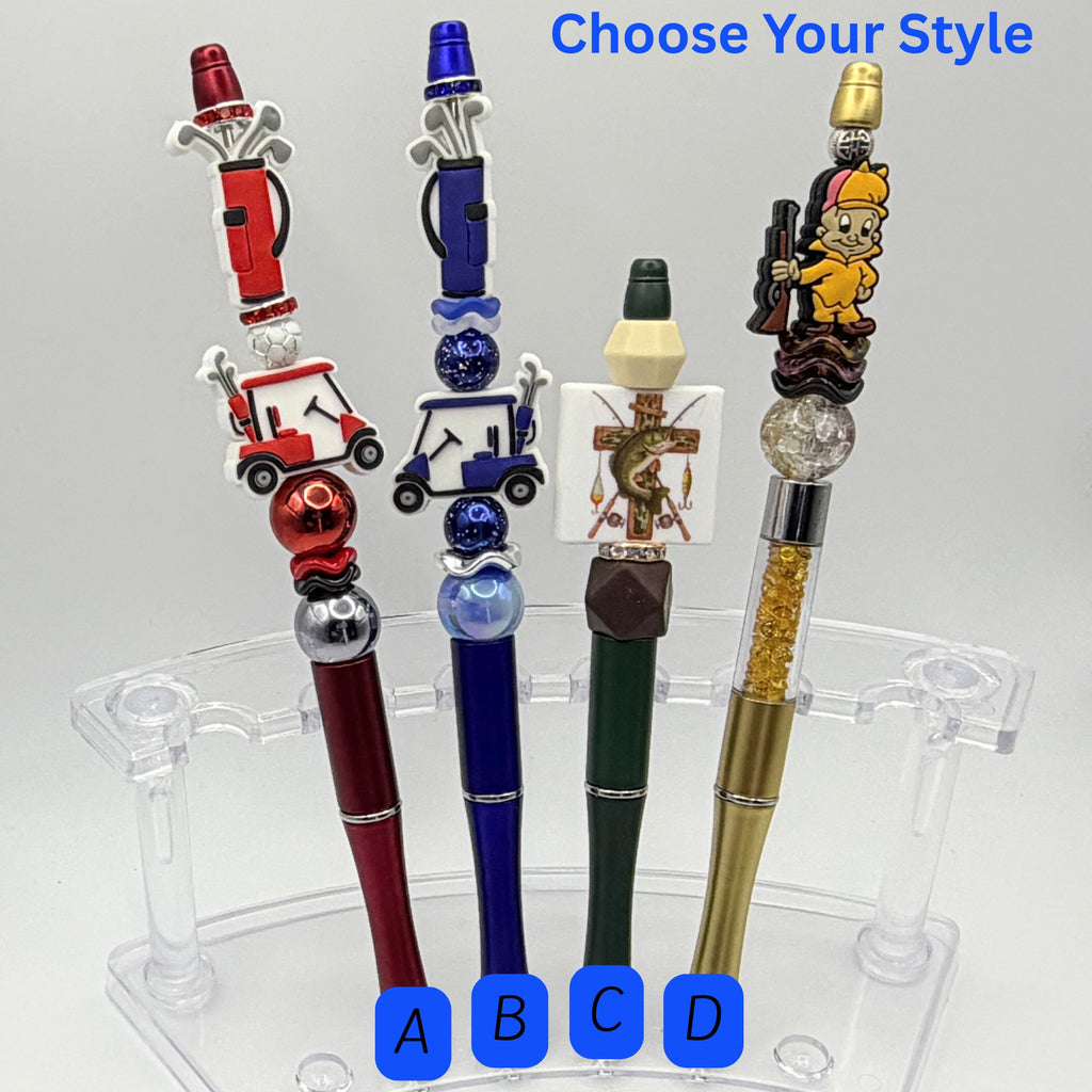 Father’s Day Sports & Outdoors Beaded Pens – Golf, Hunting & Fishing Themes | Choose Your Style A–D