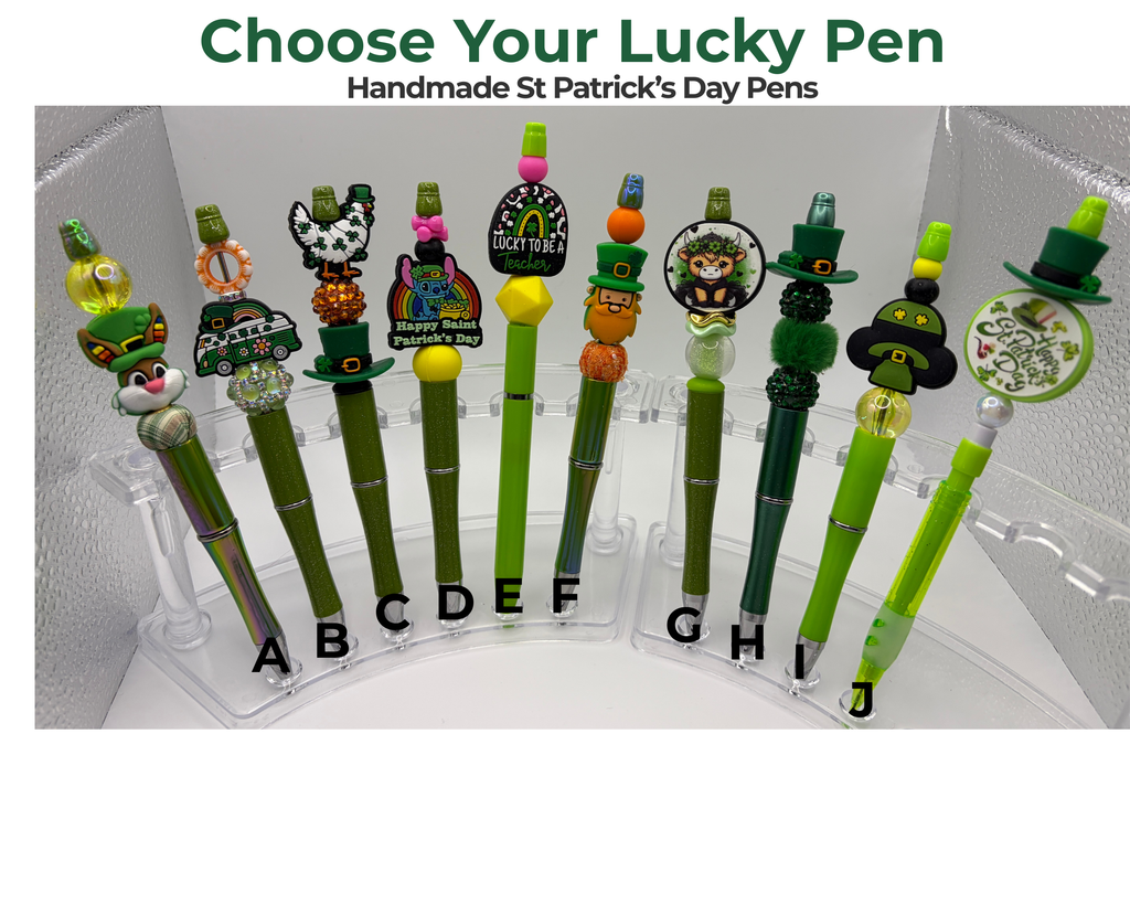 Handmade St. Patrick’s Day Beaded Pens | Choose Your Lucky Pen | Gift Ready