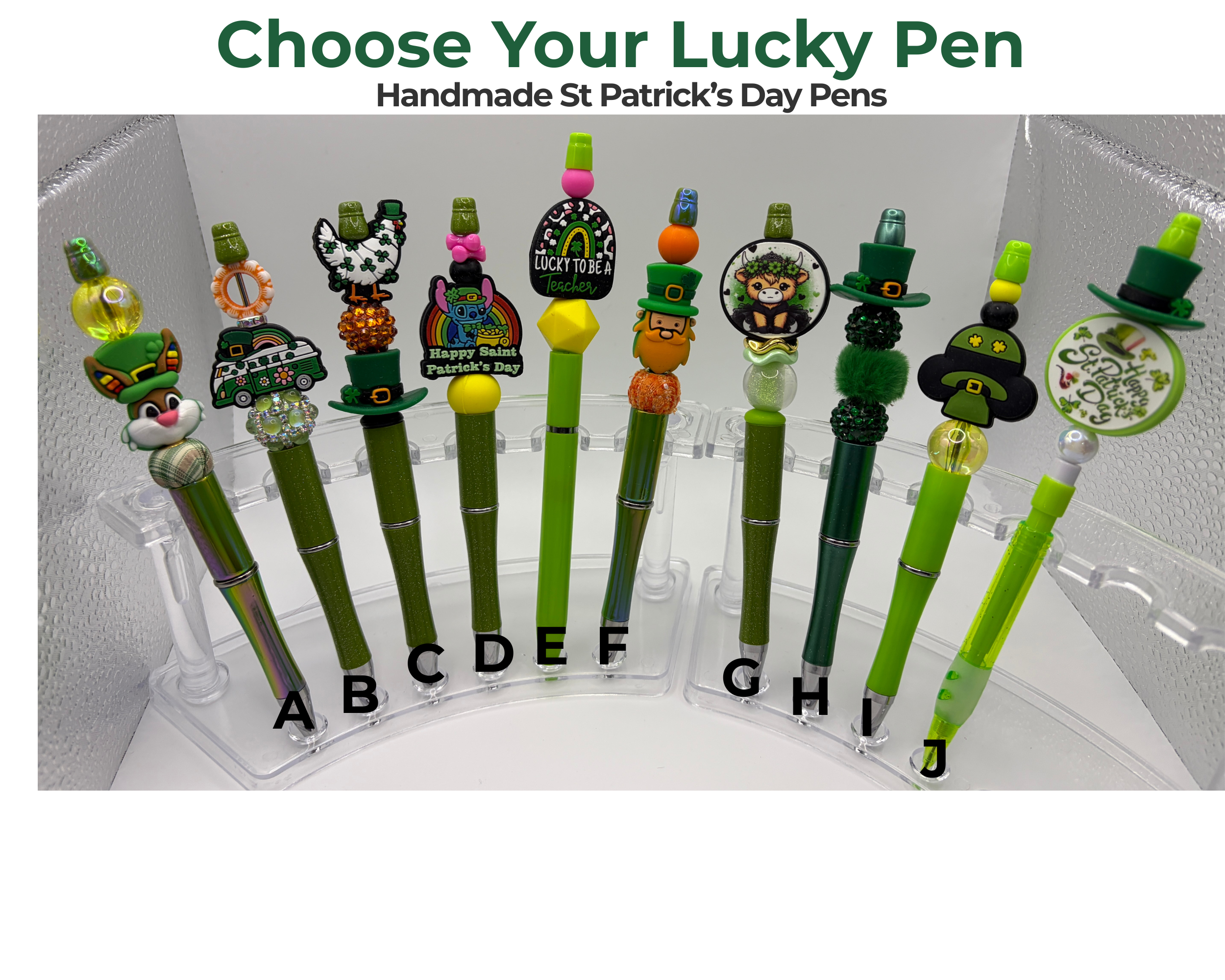 Handmade St. Patrick’s Day Beaded Pens | Choose Your Lucky Pen | Gift Ready
