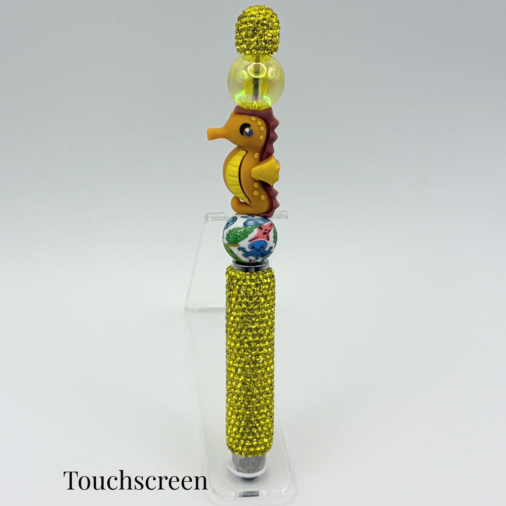Seahorse Touchscreen Beaded Pen – Rhinestone Stylus Pen | Coastal Bling Ocean Pen