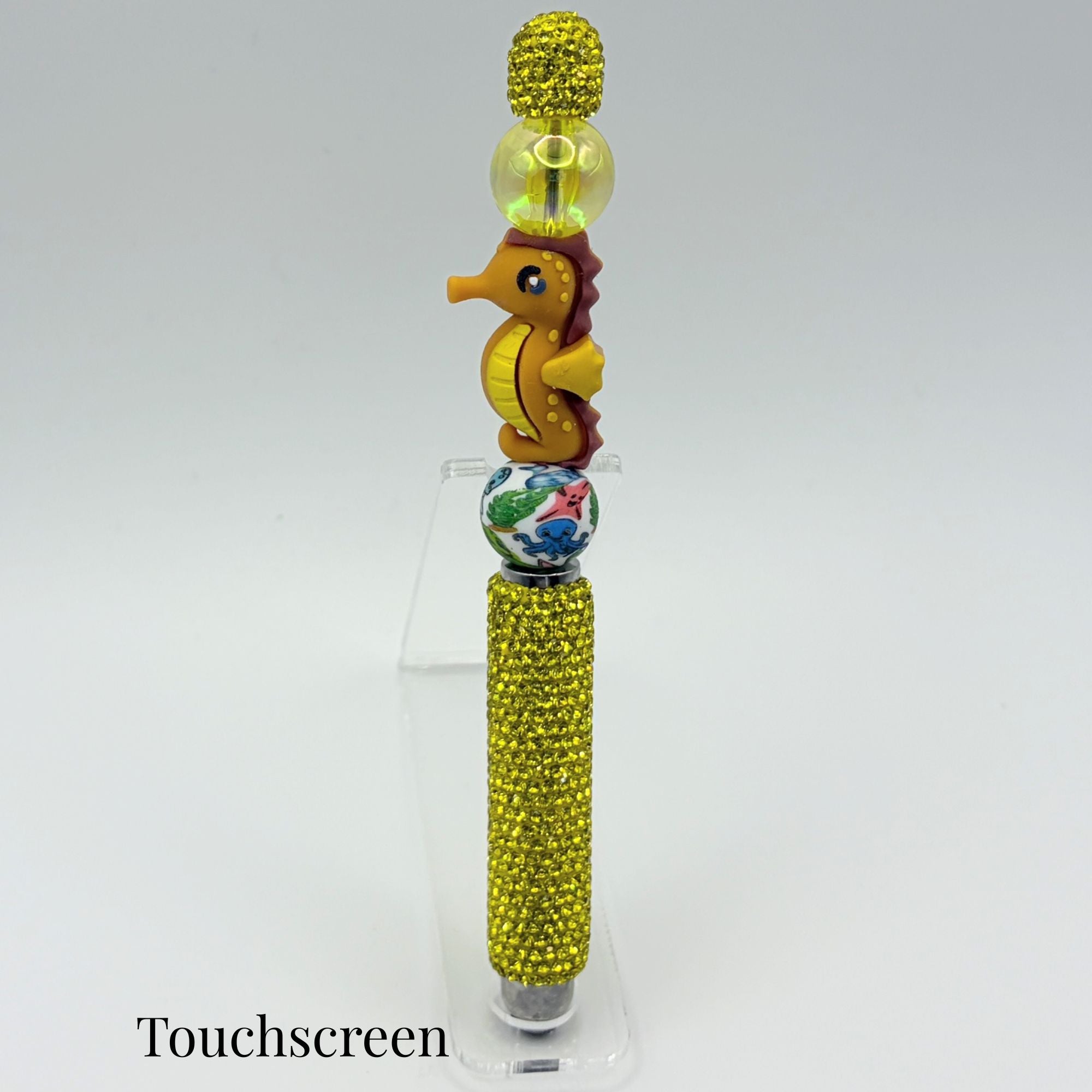Seahorse Touchscreen Beaded Pen – Rhinestone Stylus Pen | Coastal Bling Ocean Pen