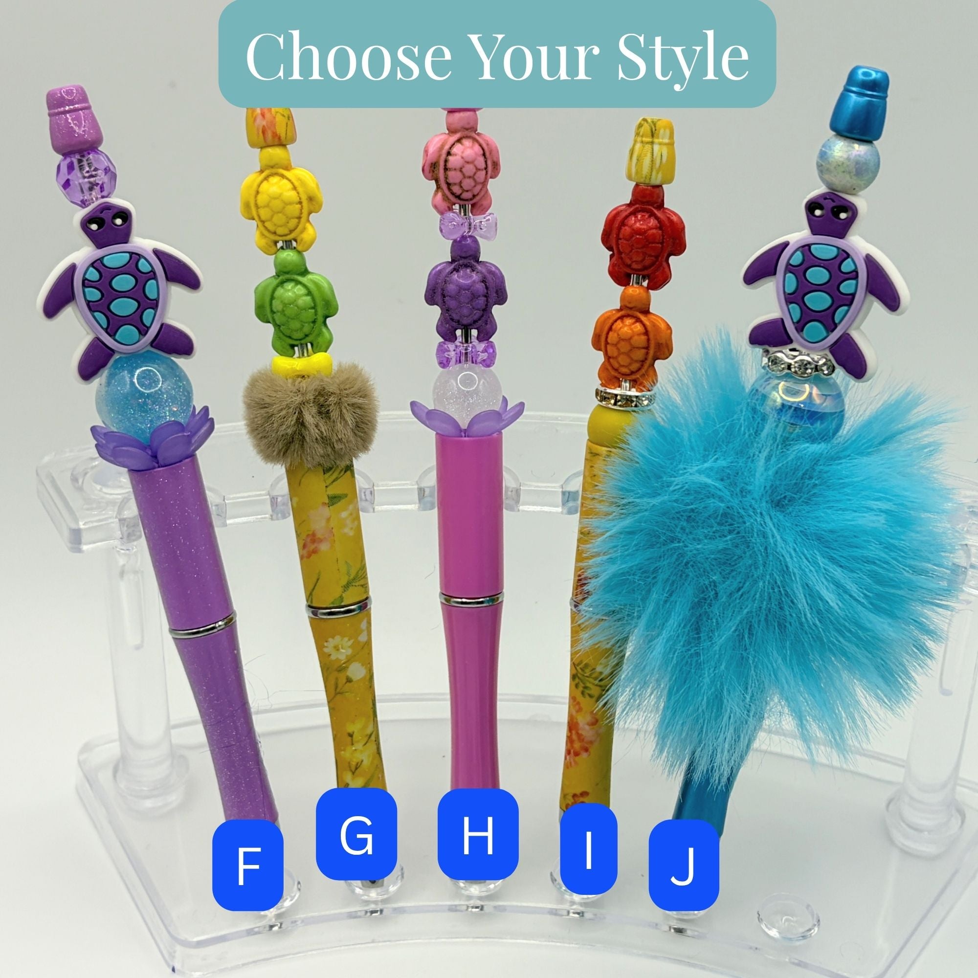 Beaded Turtle Pens – Coastal Sea Turtle Bead Pens | Choose Your Style A–F | Handmade Gift Pens