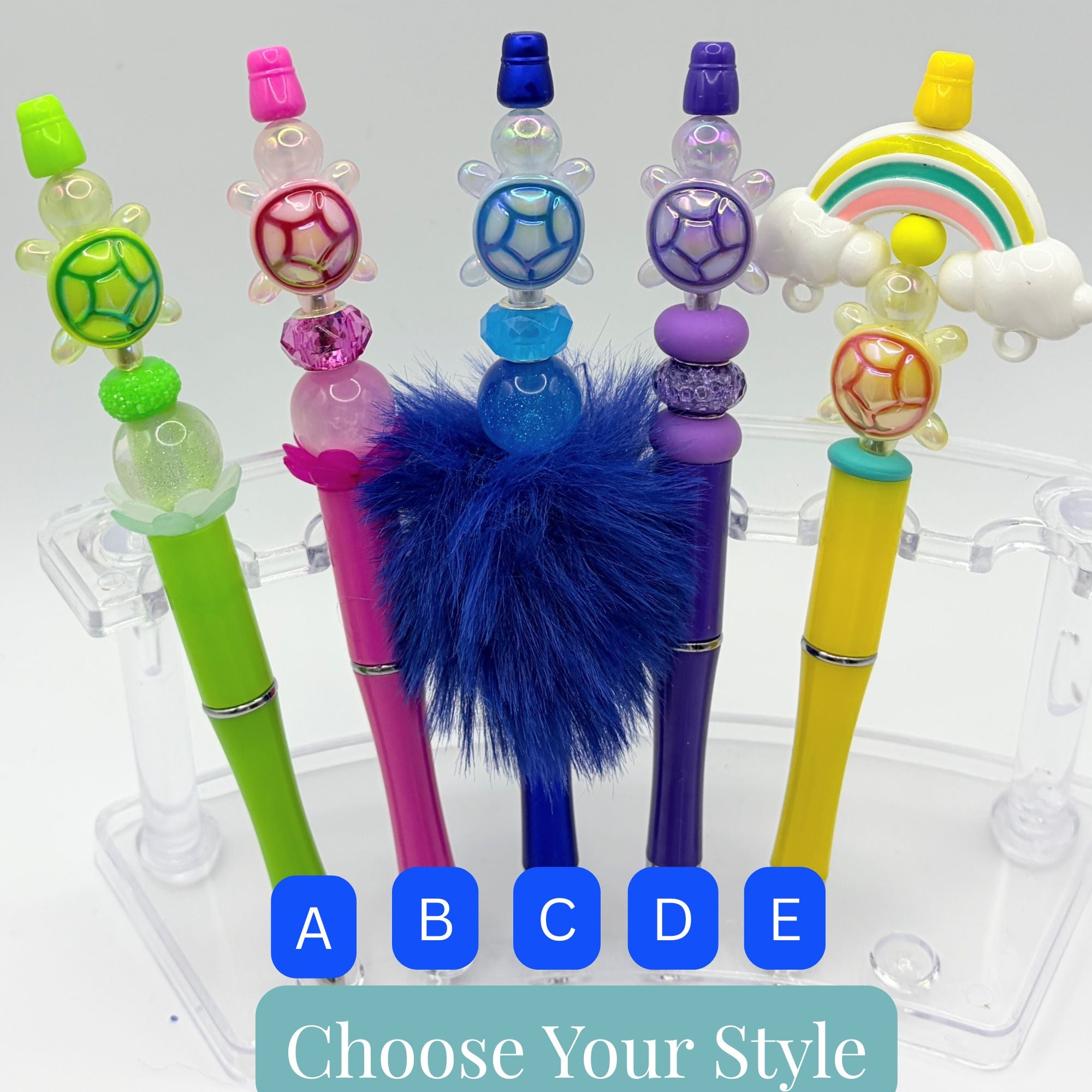 Beaded Turtle Pens – Coastal Sea Turtle Bead Pens | Choose Your Style A–F | Handmade Gift Pens