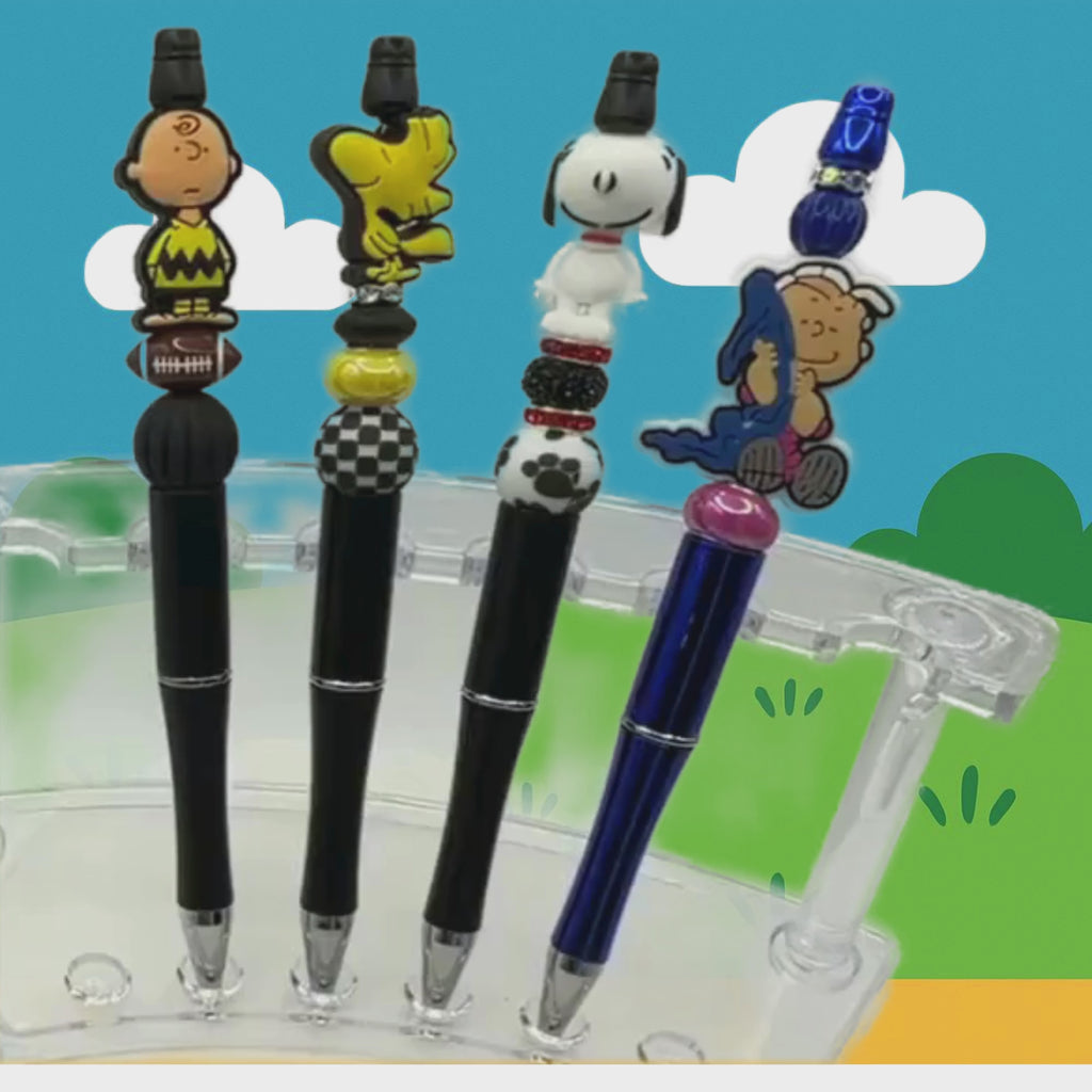 Dad Life Peanuts Character Beaded Pen Collection – Charlie Brown, Woodstock, Snoopy & Sally